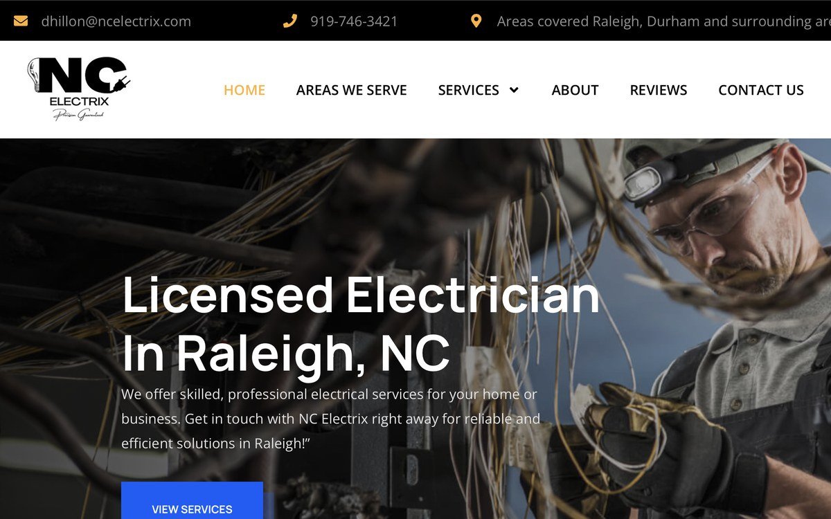 NC Electrix homepage screenshot